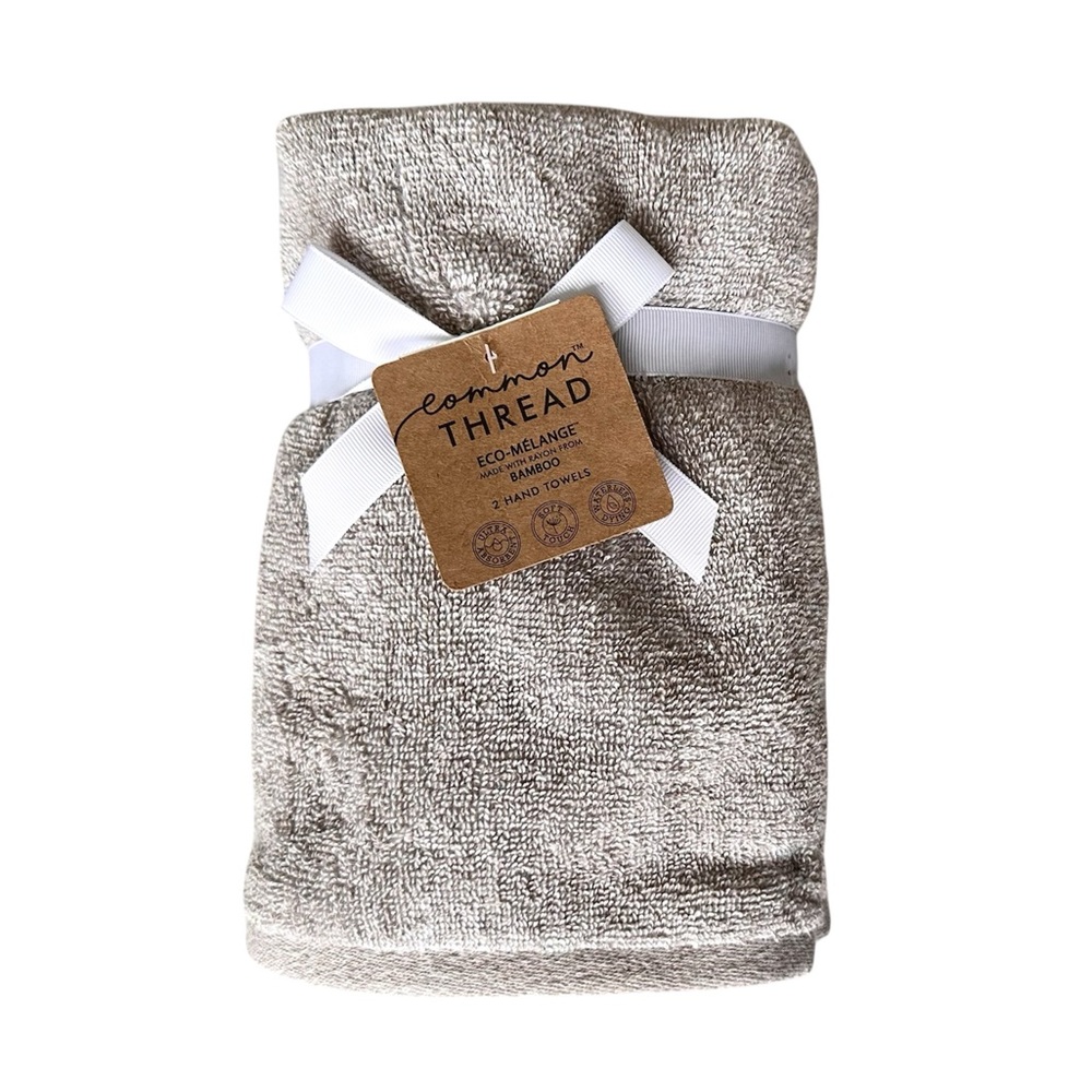 Common Thread Eco-Melange Gray Hand Towels Set of 2 NEW WITH TAGS